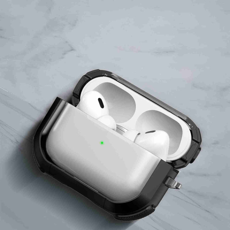 For AirPods 2 / 1 Thunder Transparent Armor Wireless Earphones Protective Case(Black)