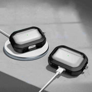 For AirPods 2 / 1 Thunder Transparent Armor Wireless Earphones Protective Case(Black)