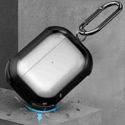 For AirPods 2 / 1 Thunder Transparent Armor Wireless Earphones Protective Case(Black)