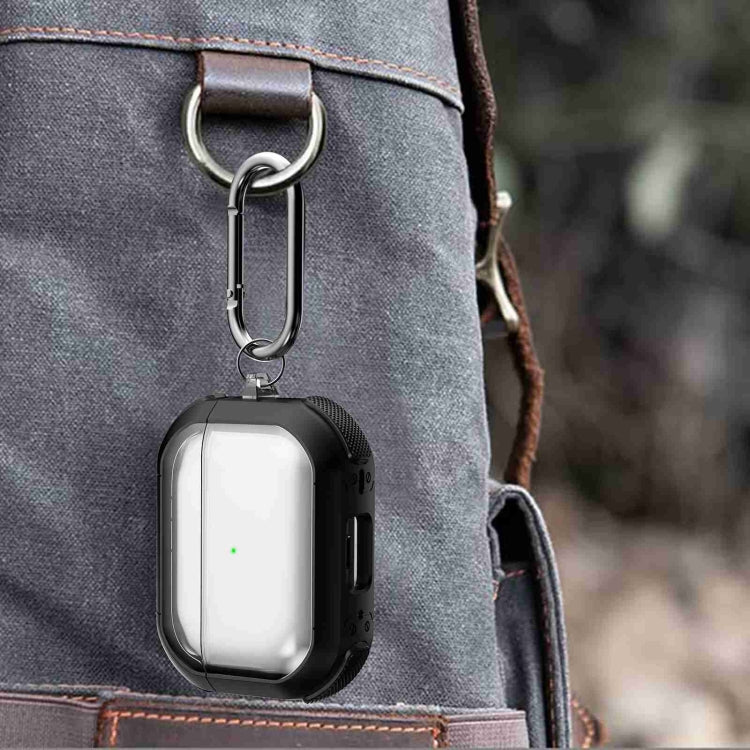 For AirPods 2 / 1 Thunder Transparent Armor Wireless Earphones Protective Case(Black)
