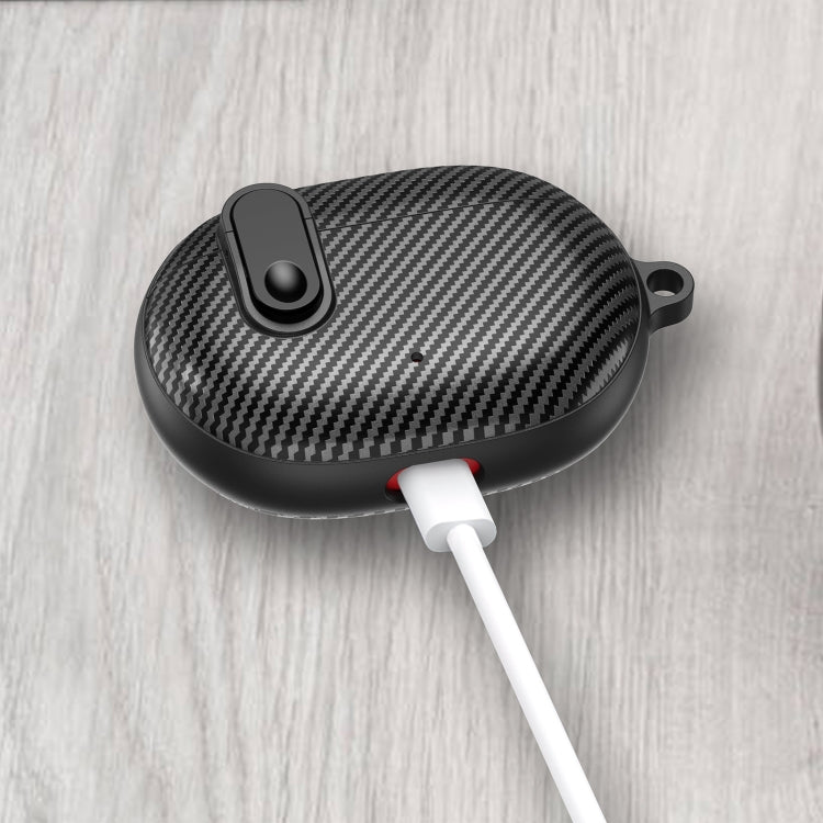For Beats Studio Buds Switch Carbon Fiber Wireless Earphones Protective Case(Black White)