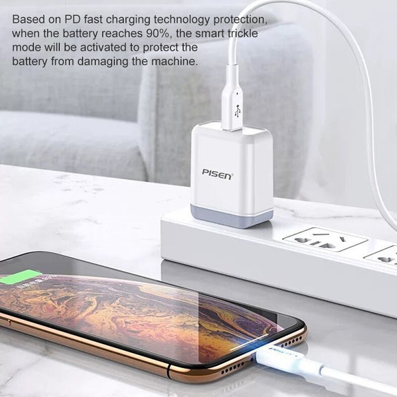 PISEN 1m 3.0A Type-C to 8 Pin PD Fast Charging Cable