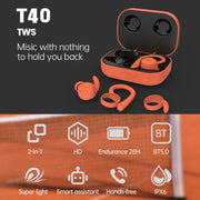 T&G T40 TWS IPX6 Water-resistant Hanging Ear Wireless Bluetooth Earphones with Charging Box(Orange)