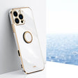 For iPhone 16 Pro Max XINLI Straight Edge 6D Electroplate TPU Phone Case with Ring Holder(White) - iPhone 16 Pro Max Cases by XINLI | Online Shopping South Africa | PMC TechLife | Buy Now Pay Later Mobicred