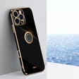 For iPhone 16 Pro XINLI Straight Edge 6D Electroplate TPU Phone Case with Ring Holder(Black) - iPhone 16 Pro Cases by XINLI | Online Shopping South Africa | PMC TechLife | Buy Now Pay Later Mobicred