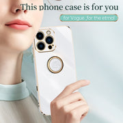 For iPhone 16 Pro XINLI Straight Edge 6D Electroplate TPU Phone Case with Ring Holder(Black)