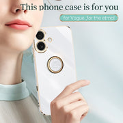 For iPhone 16 Plus XINLI Straight Edge 6D Electroplate TPU Phone Case with Ring Holder(Celestial Blue)