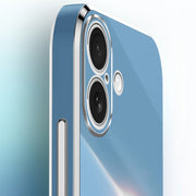 For iPhone 16 Plus XINLI Straight Edge 6D Electroplate TPU Phone Case with Ring Holder(Celestial Blue)