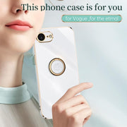 For iPhone 16e XINLI Straight Edge 6D Electroplate TPU Phone Case with Ring Holder(Black)