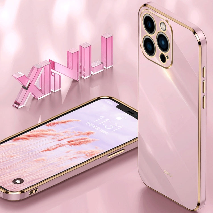 For iPhone 15 Pro Max XINLI Straight Edge 6D Electroplate TPU Phone Case(Black)