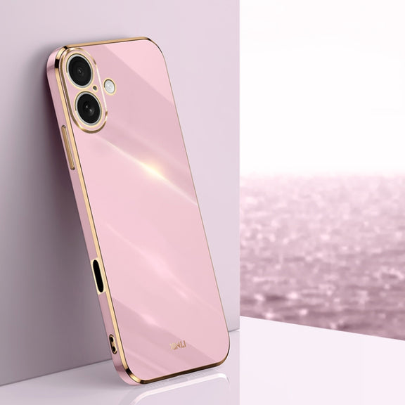 For iPhone 16 Plus XINLI Straight Edge 6D Electroplate TPU Phone Case(Cherry Purple)