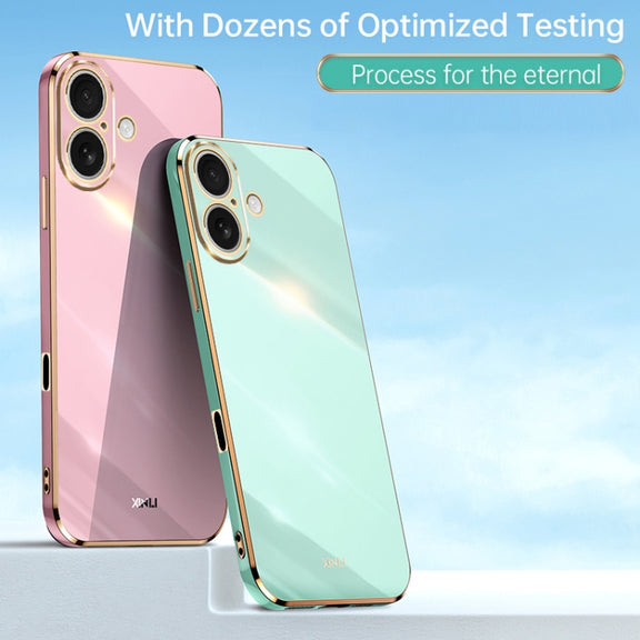 For iPhone 16 Plus XINLI Straight Edge 6D Electroplate TPU Phone Case(Celestial Blue)