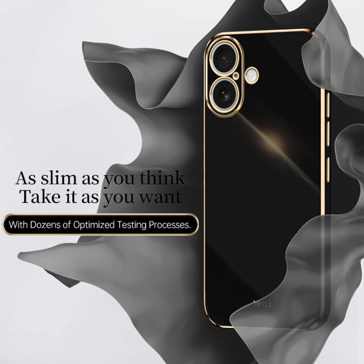 For iPhone 16 Plus XINLI Straight Edge 6D Electroplate TPU Phone Case(Celestial Blue)