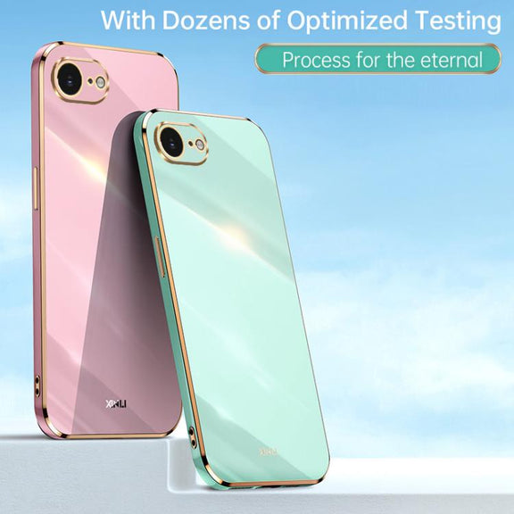 For iPhone 16e XINLI Straight Edge 6D Electroplate TPU Phone Case(Black)