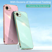 For iPhone 16e XINLI Straight Edge 6D Electroplate TPU Phone Case(Cherry Purple)
