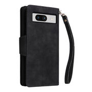 For Google Pixel 8 Rivet Buckle 9 Cards Three Fold Leather Phone Case(Black)