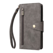 For Google Pixel 8 Rivet Buckle 9 Cards Three Fold Leather Phone Case(Grey)