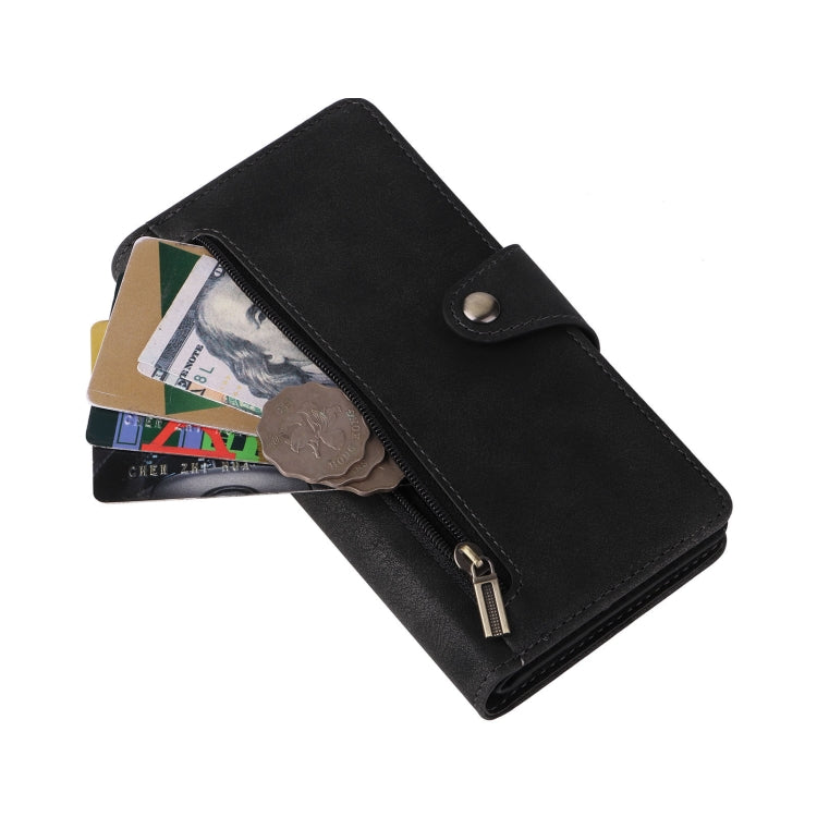 For Google Pixel 8 Pro Rivet Buckle 9 Cards Three Fold Leather Phone Case(Black)