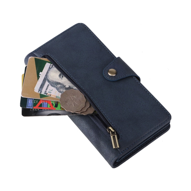 For Google Pixel 8 Pro Rivet Buckle 9 Cards Three Fold Leather Phone Case(Blue)