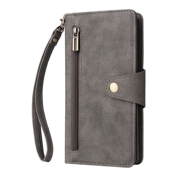 For Google Pixel 8 Pro Rivet Buckle 9 Cards Three Fold Leather Phone Case(Grey)