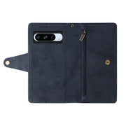 For Google Pixel 8a Rivet Buckle 9 Cards Three Fold Leather Phone Case(Blue)