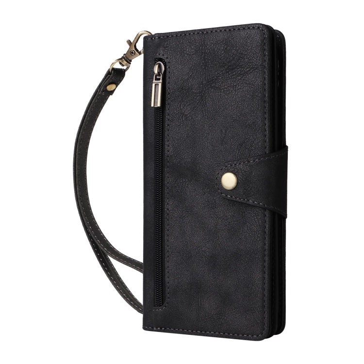 For Google Pixel 9 Pro Rivet Buckle 9 Cards Three Fold Leather Phone Case(Black)