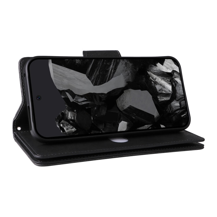 For Google Pixel 9 Pro Rivet Buckle 9 Cards Three Fold Leather Phone Case(Black)