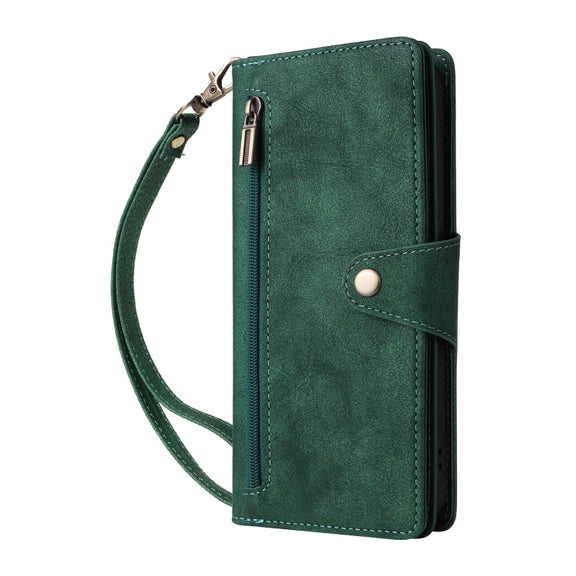 For Google Pixel 9 Pro Rivet Buckle 9 Cards Three Fold Leather Phone Case(Green)