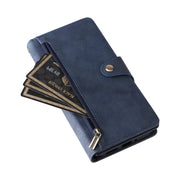 For Google Pixel 9 Pro Rivet Buckle 9 Cards Three Fold Leather Phone Case(Blue)