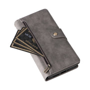 For Google Pixel 9 Pro Rivet Buckle 9 Cards Three Fold Leather Phone Case(Grey)
