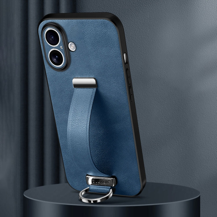 For iPhone 16 SULADA Tide Cool Series PC + Leather Texture Skin Feel Phone Case(Blue)
