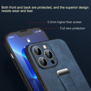 For iPhone 16 SULADA Tide Cool Series PC + Leather Texture Skin Feel Phone Case(Blue)