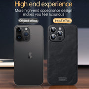 For iPhone 16 Plus SULADA Shockproof TPU Hybrid Handmade Leather Phone Case(Black)