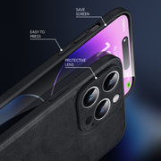 For iPhone 16 SULADA Shockproof TPU Hybrid Handmade Leather Phone Case(Black)