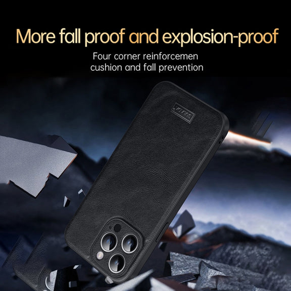 For iPhone 16 Plus SULADA Shockproof TPU Hybrid Handmade Leather Phone Case(Brown)