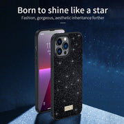 For iPhone 16 Pro SULADA Glittery PC Hybrid TPU Handmade Leather Phone Case(Red)