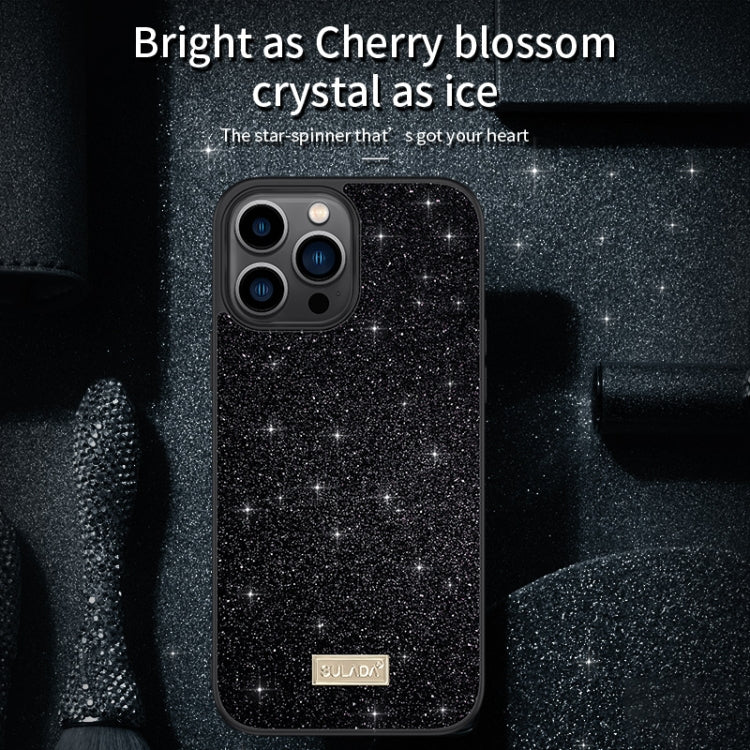 For iPhone 16 Plus SULADA Glittery PC Hybrid TPU Handmade Leather Phone Case(Red)