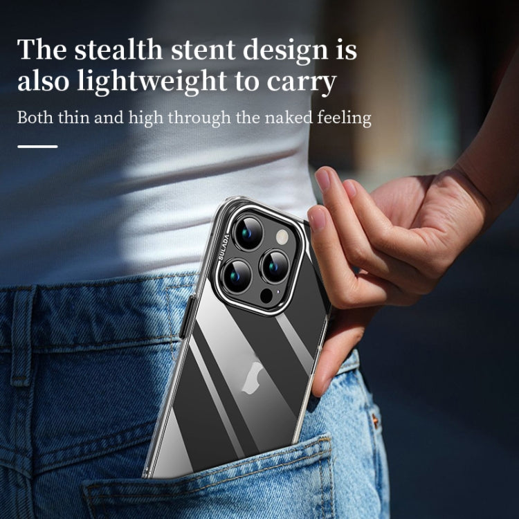 For iPhone 15 Pro Max SULADA PC + Aluminum Alloy Lens Holder Phone Case(Dark Purple)
