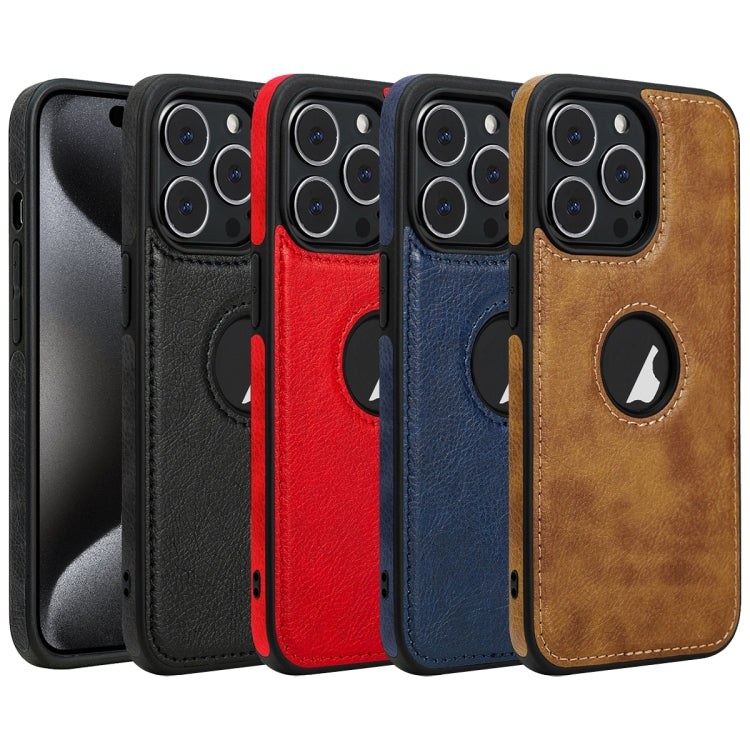 For iPhone 15 Pro Leather Texture Stitching Phone Case(Brown)