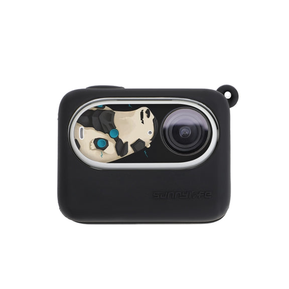 For Insta360 GO 3 Sunnylife Silicone Case Stickers Skin Wrap Lens Cover with Neck Strap(Black)