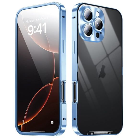 For iPhone 16 Pro Frosted Metal Phone Case(Blue)