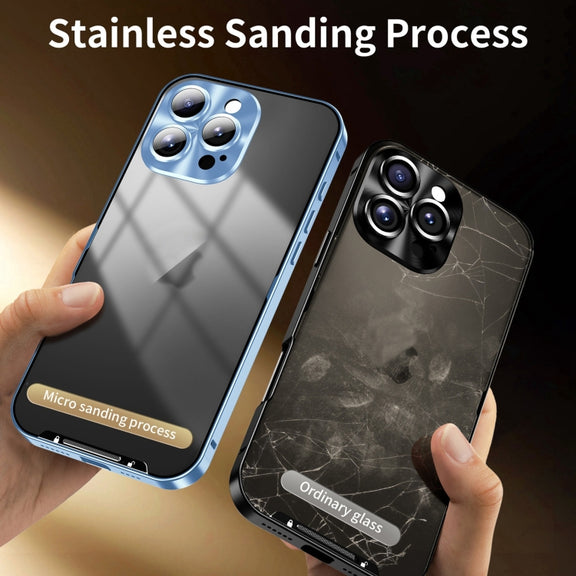 For iPhone 16 Pro Frosted Metal Phone Case(Blue)