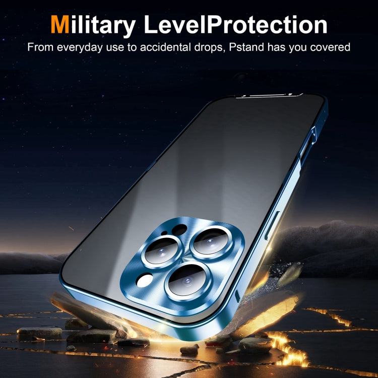 For iPhone 16 Pro Frosted Metal Phone Case(Blue)
