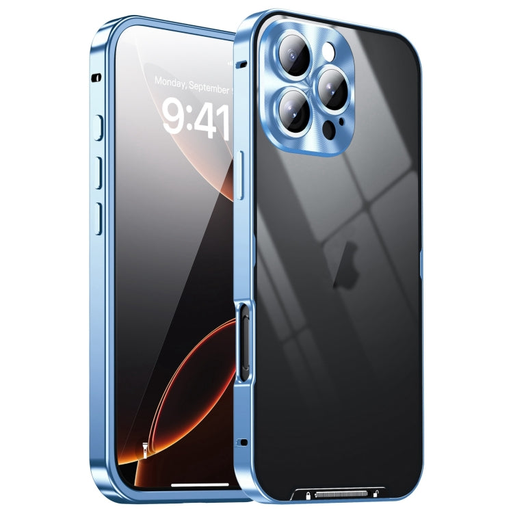 For iPhone 16 Pro Max Frosted Metal Phone Case(Blue)
