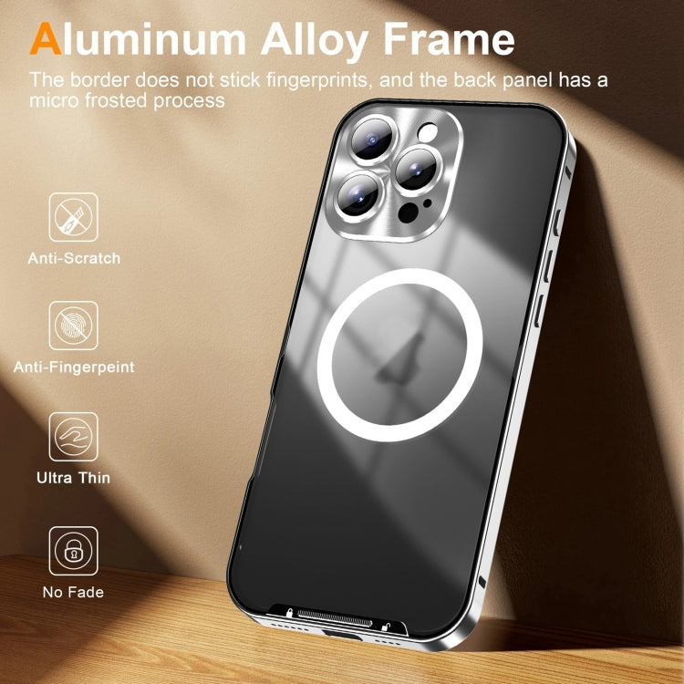 For iPhone 16 Pro Frosted MagSafe Magnetic Metal Phone Case(Silver)