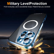 For iPhone 16 Pro Frosted MagSafe Magnetic Metal Phone Case(Blue)