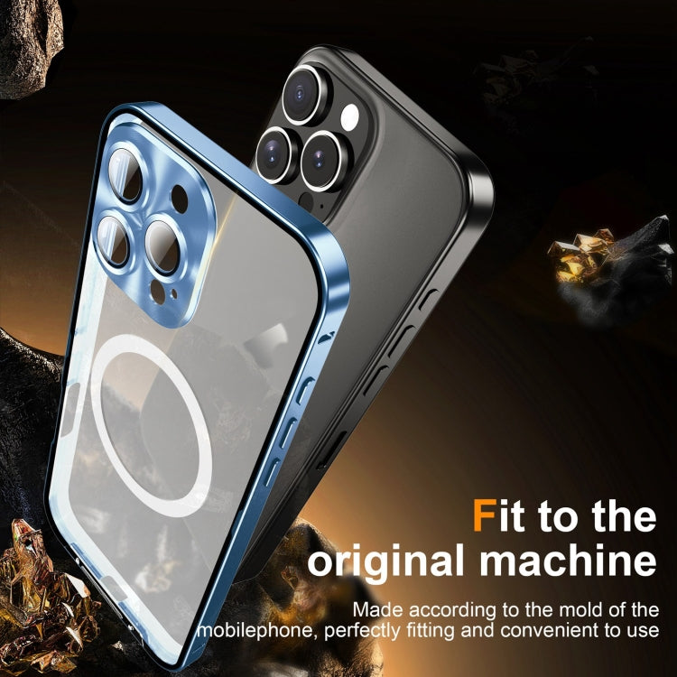 For iPhone 16 Pro Frosted MagSafe Magnetic Metal Phone Case(Blue)