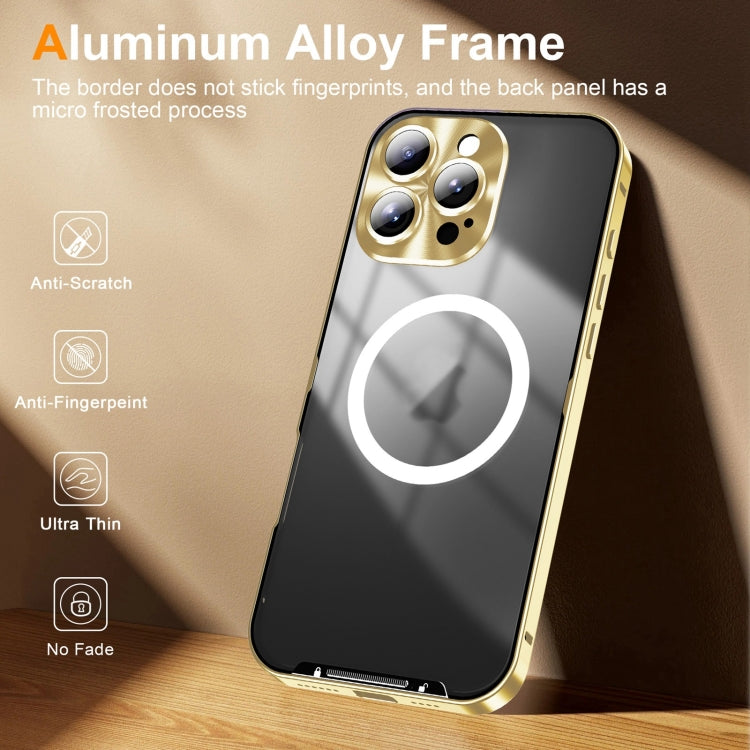 For iPhone 16 Pro Frosted MagSafe Magnetic Metal Phone Case(Gold)