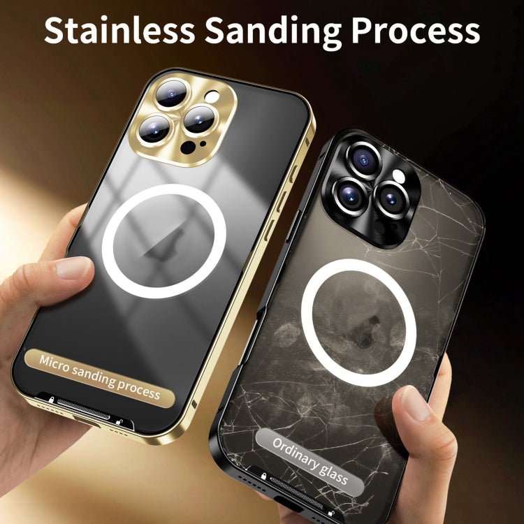 For iPhone 16 Pro Frosted MagSafe Magnetic Metal Phone Case(Gold)