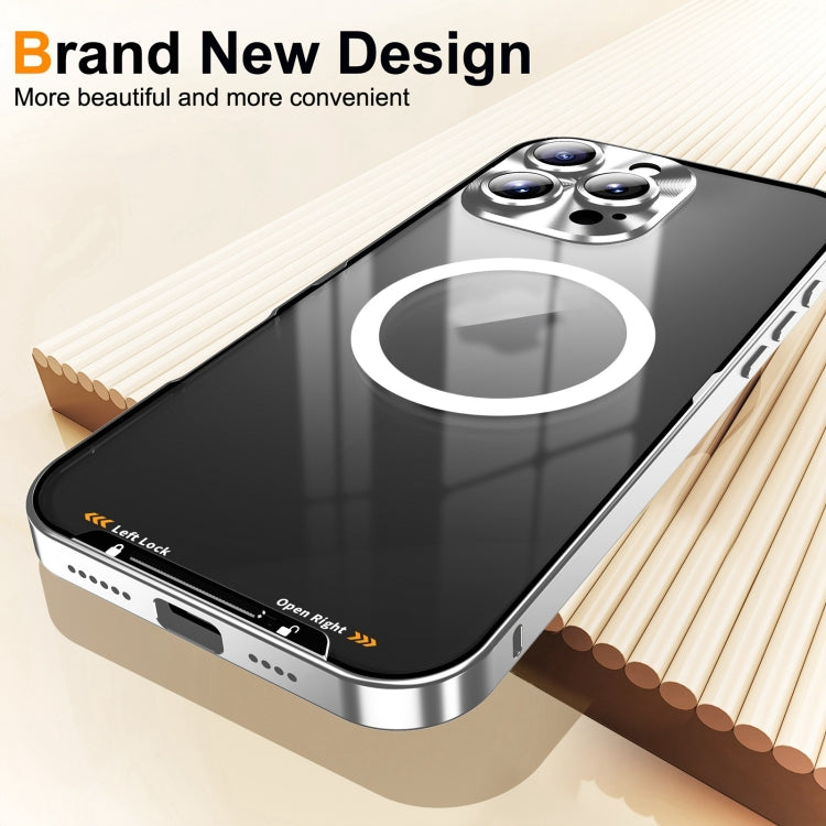 For iPhone 16 Pro Max Frosted MagSafe Magnetic Metal Phone Case(Silver)